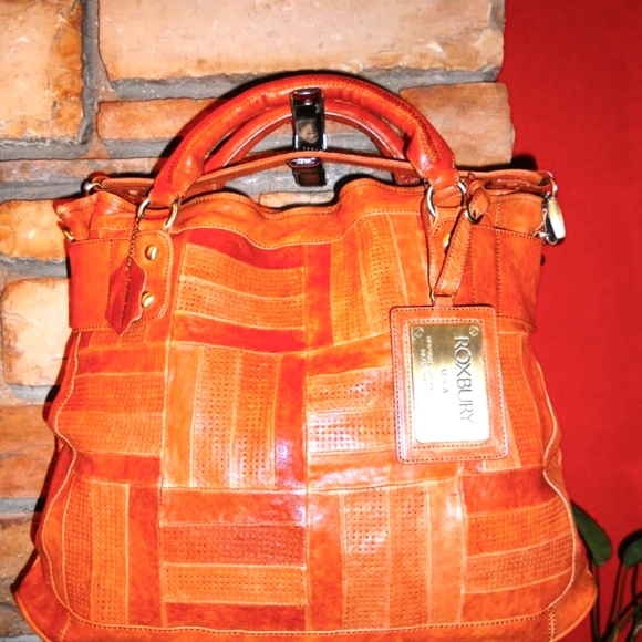 ROXBURY Patchwork Leather BRN. Satchel~NWOT $399 - Picture 3 of 8